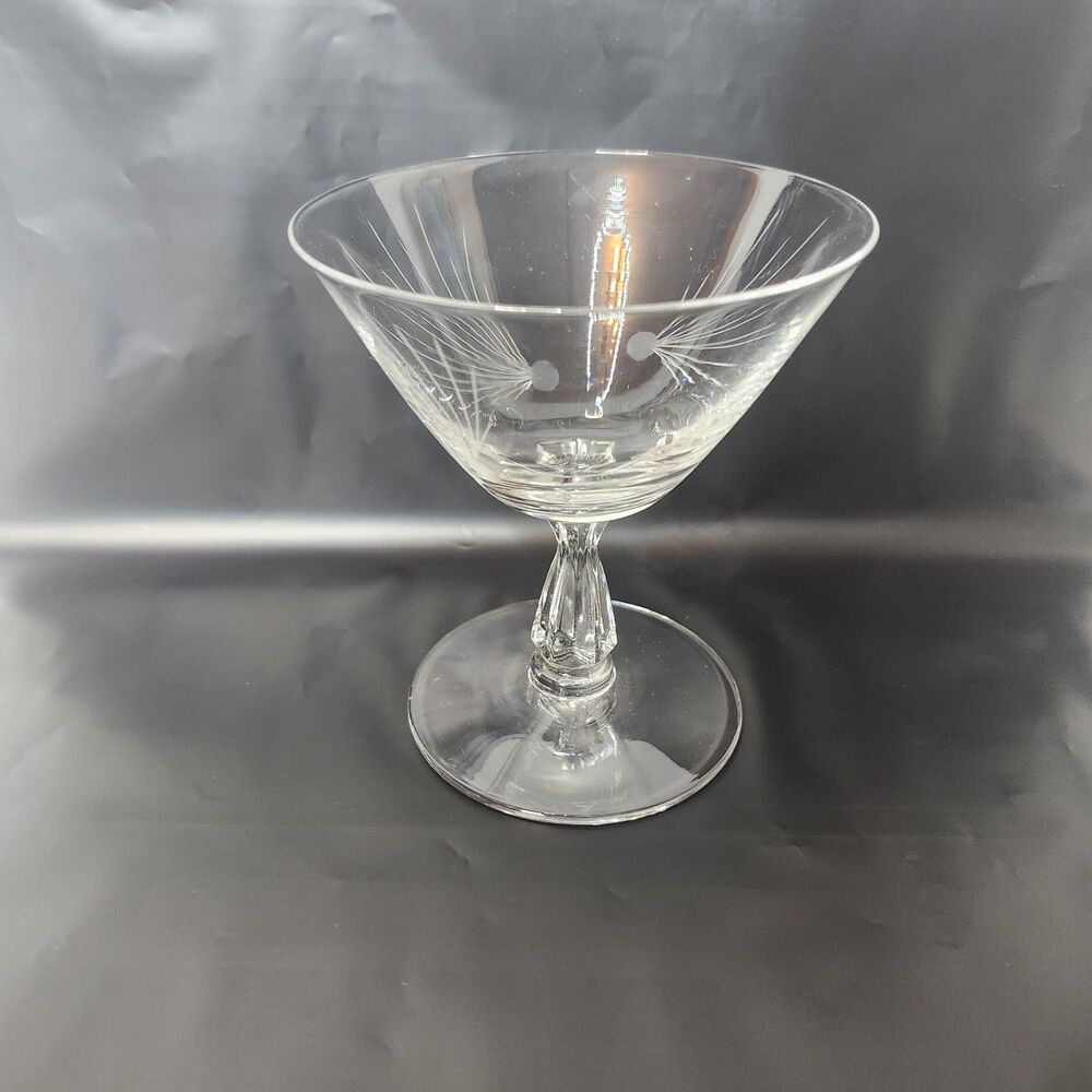 Fostoria Pine 4.25" Crystal Champagne Sherbet Goblets Vintage Stemware 1953-72